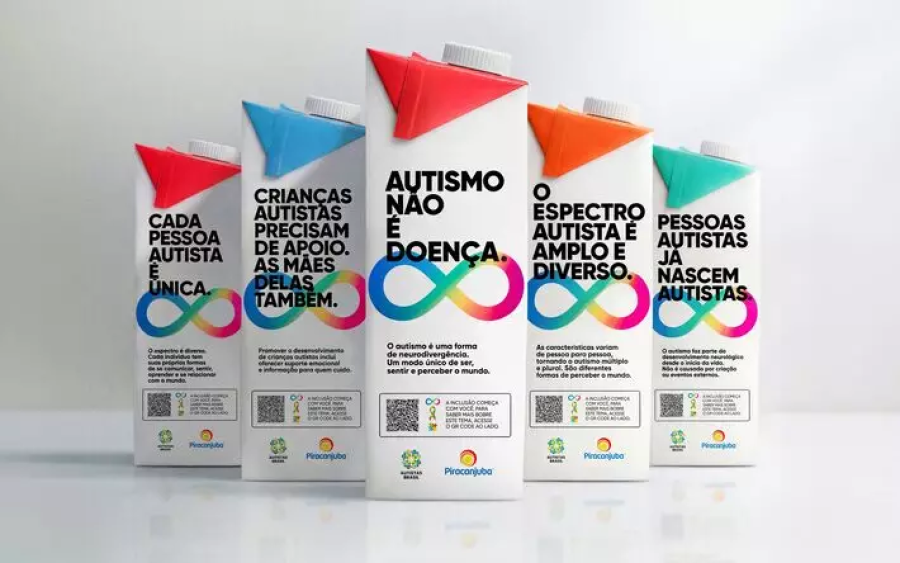 Piracanjuba estampa mensagens sobre autismo em caixas de leite 